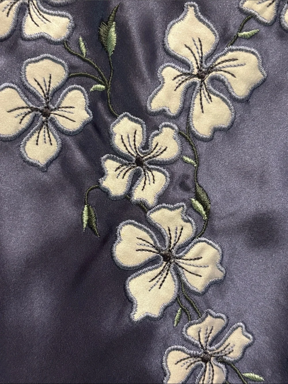 Jones New York Navy Slip Dress with Embroidered Trim - Picture 3 of 4